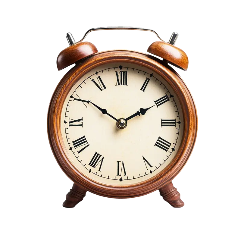 Vintage Wooden Roman Alarm Clock