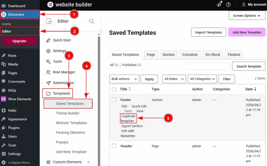 After Enabling the Duplicator Feature - Visual of the Templates Tab 01