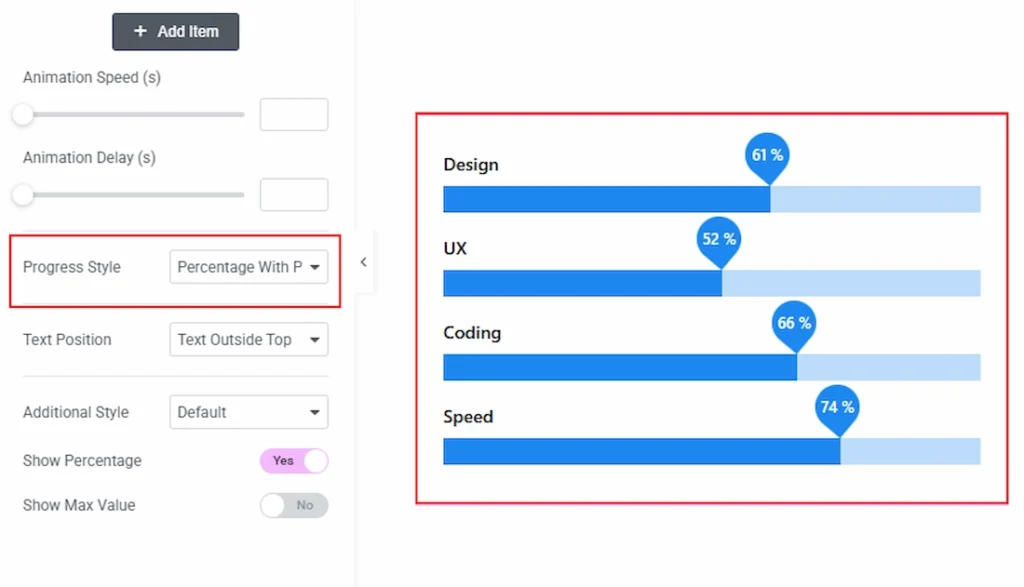 When Progress Style is Percentage with progress