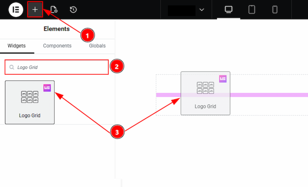 Inserting The Logo Grid Widget