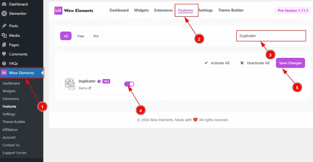 Enable The Duplicator Feature