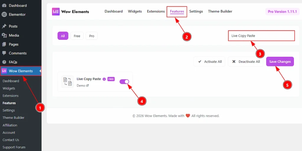 Enable the Live Copy Paste Feature