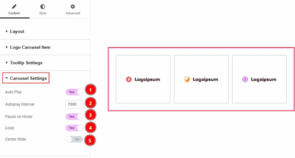 Content - Carousel Settings