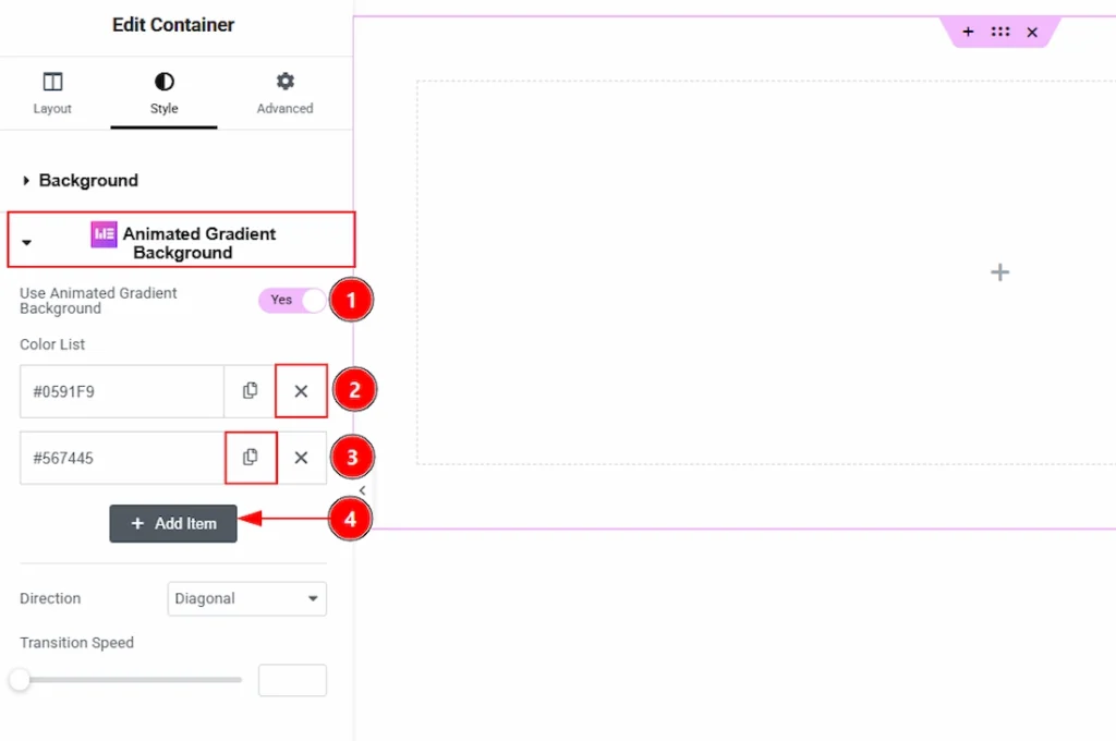 Configuring the Animated Gradient Background Extension 01