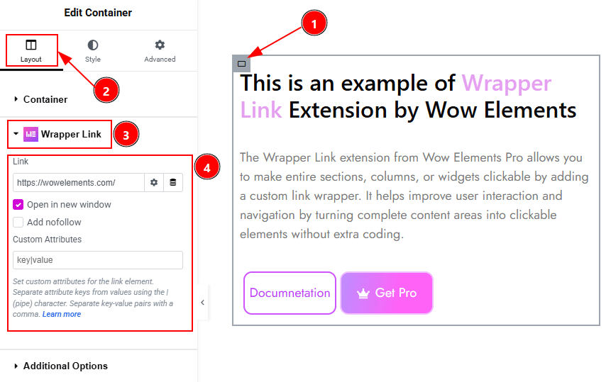Use Wrapper Link with Column