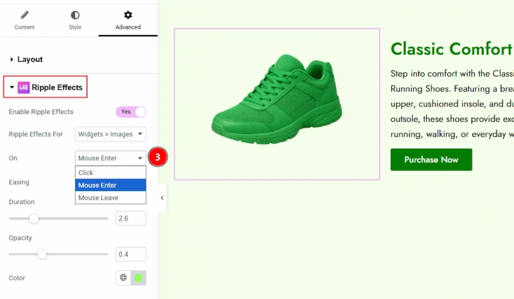 Configuring the Ripple Effects Extension on Image 02