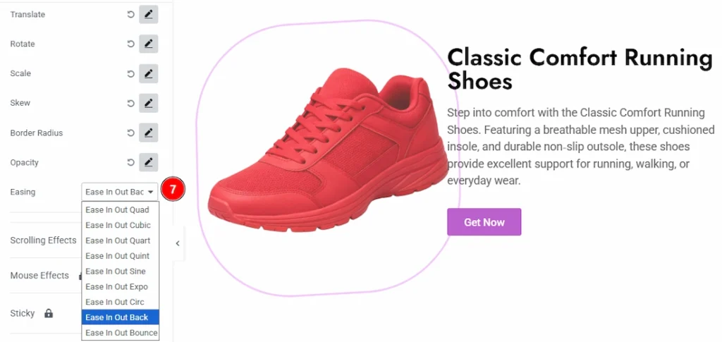 Configuring the Floating Effects Extension - Easing