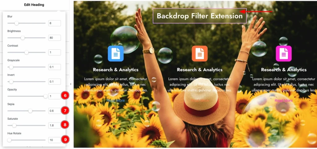 Using the Backdrop Filter Extension on Heading Element 02