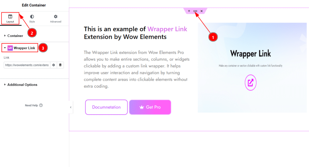 Use Wrapper Link with Container/Section