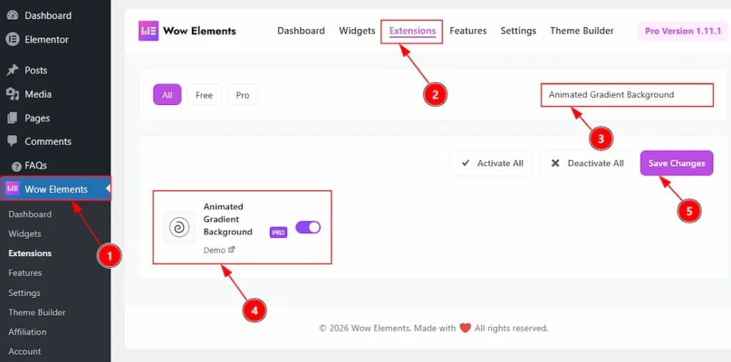 Enable the Animated Gradient Background Extension