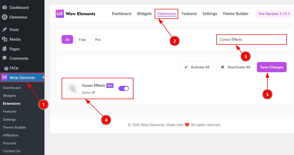 Enable the Cursor Effects Extension