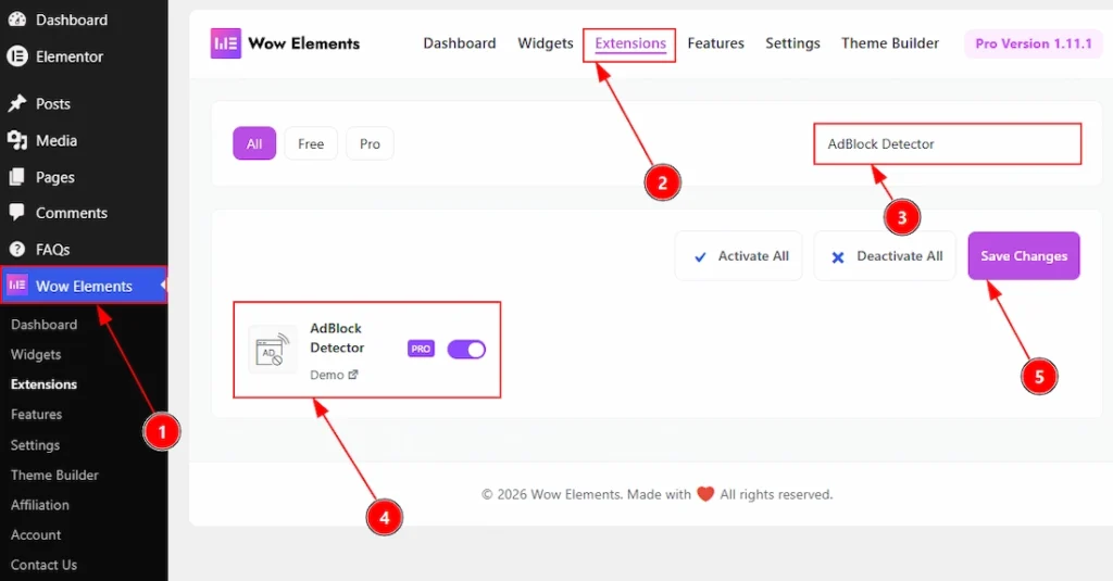 Enabling the AdBlock Detector Extension