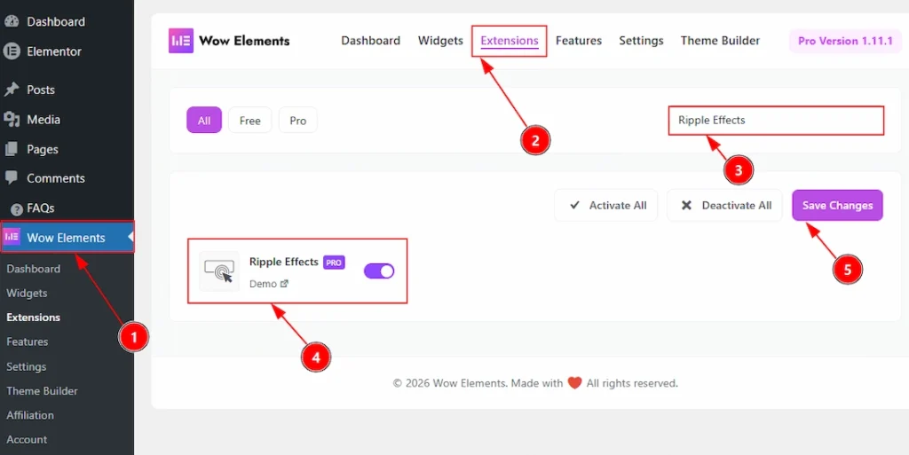 Enabling the Ripple Effects Extension