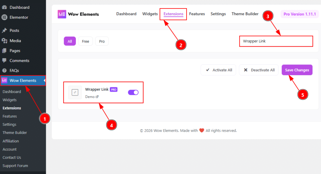 Enable the Wrapper Link Extension