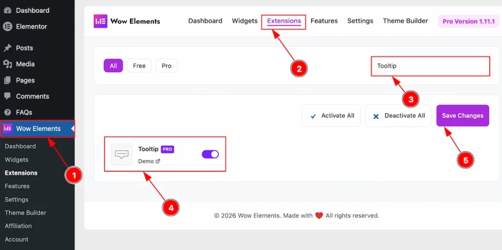 Enable the Tooltip Extension