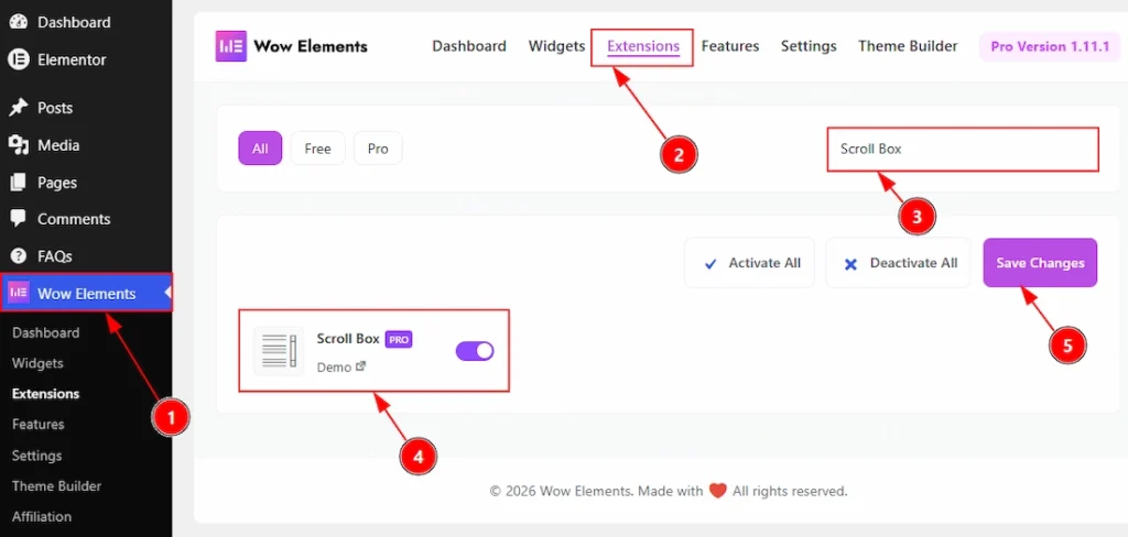 Enabling the Scroll Box Extension