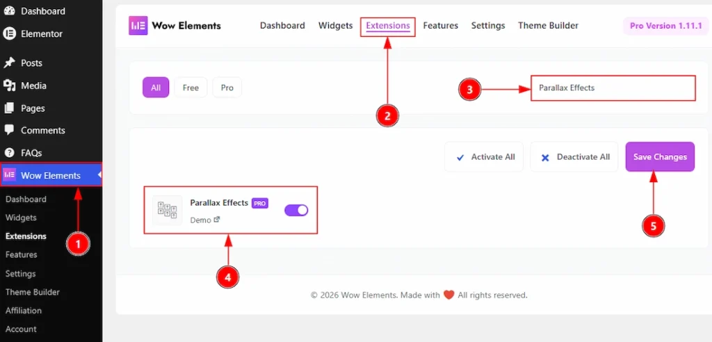 Enabling the Parallax Effects Extension