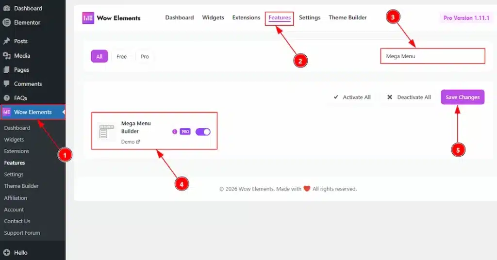 Enable The Mega Menu Feature