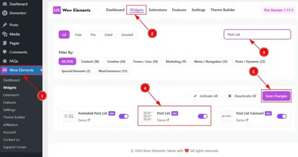 Enable the Post List Widget