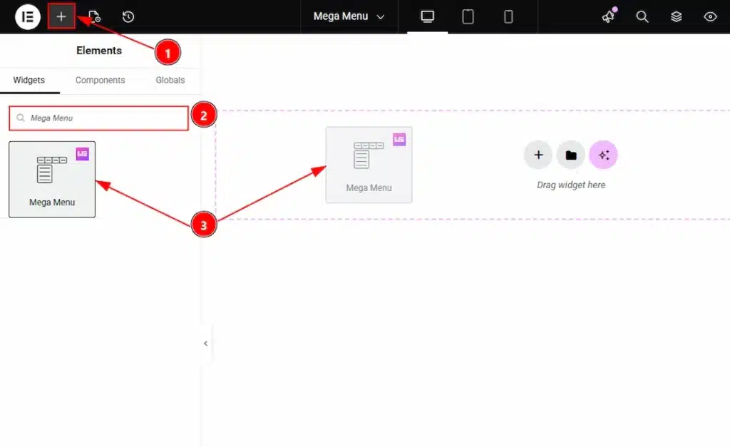 Inserting The Mega Menu Widget