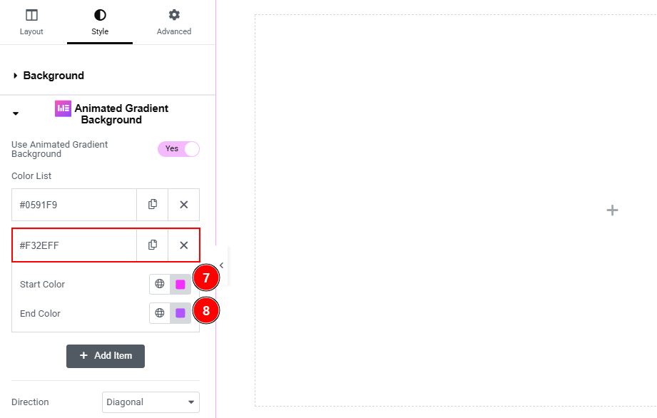Configuring the Animated Gradient Background Extension 03