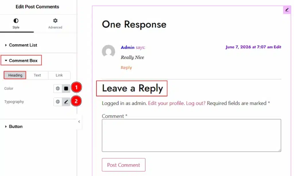 Style - Comment Box - Heading