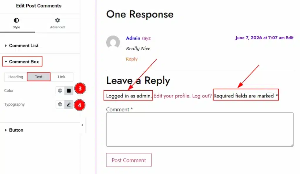 Style - Comment Box - Text