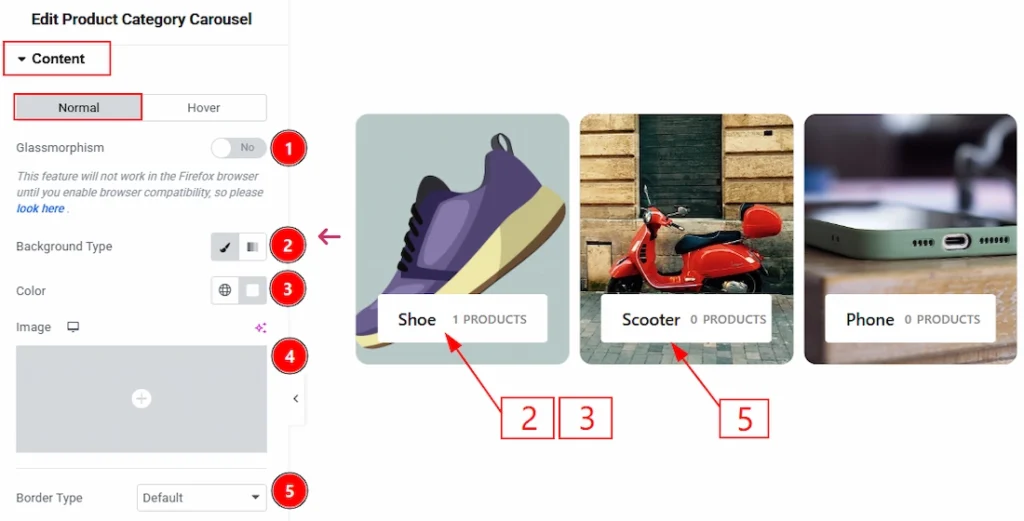 How to use the Product Category Carousel widget by Wow Elements Pro - Style Tab Overview - Content Section 01