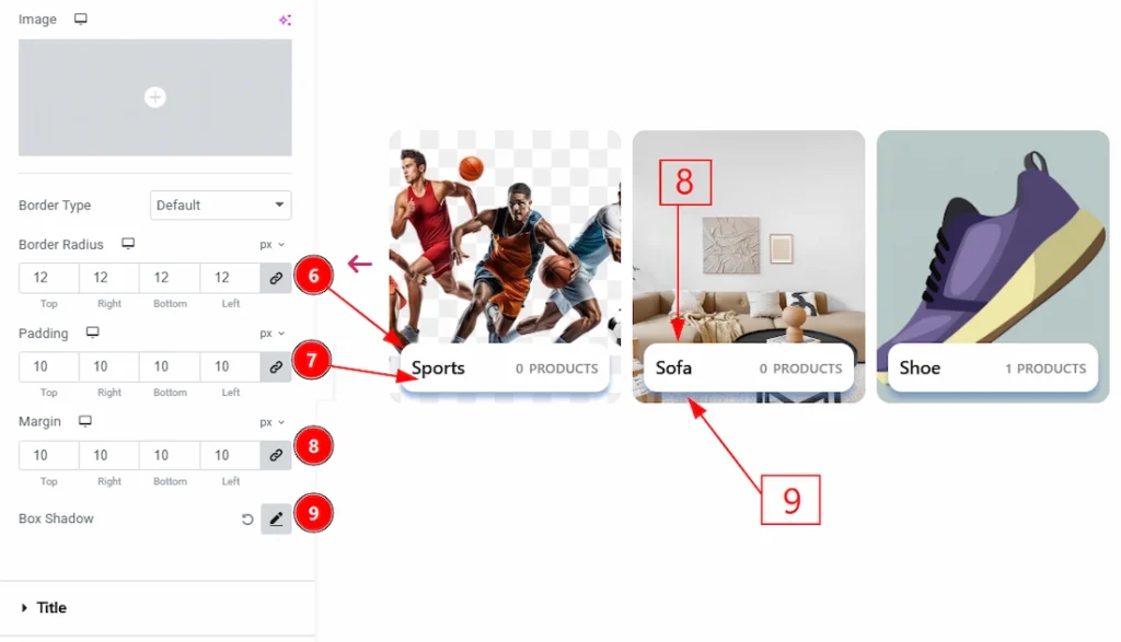 How to use the Product Category Carousel widget by Wow Elements Pro - Style Tab Overview - Content Section 02