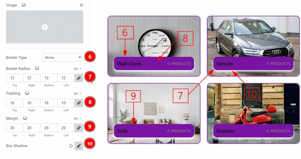 How to use the Product Category widget by Wow Elements Pro - Style Tab Overview - Content Section 02