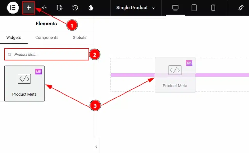 How to use the Product Meta widget by Wow Elements Pro - Inserting the Product Meta widget