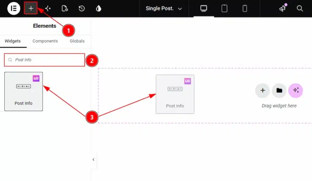 Inserting the Post Info widget