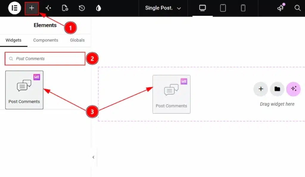 Inserting the Post Comments widget