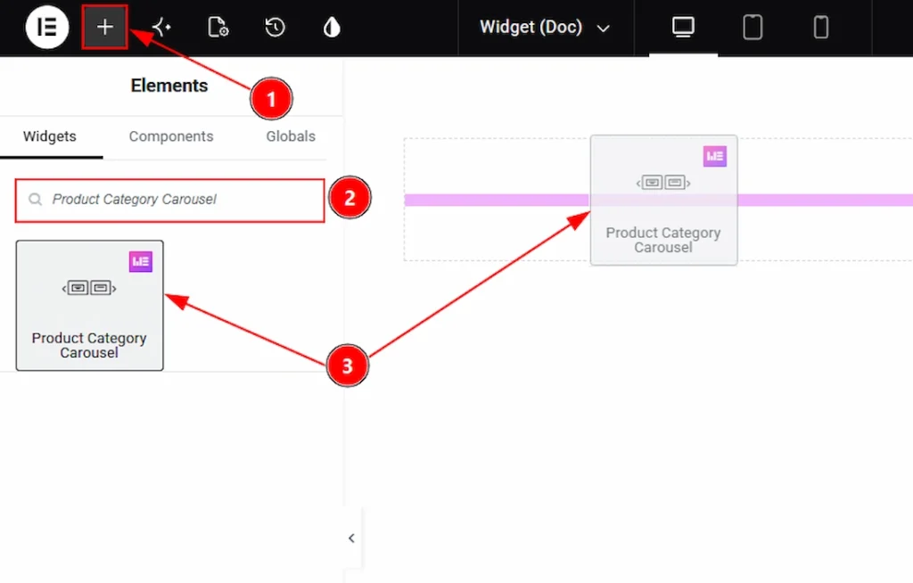 How to use the Product Category Carousel widget by Wow Elements Pro - Inserting the Product Category Carousel widget