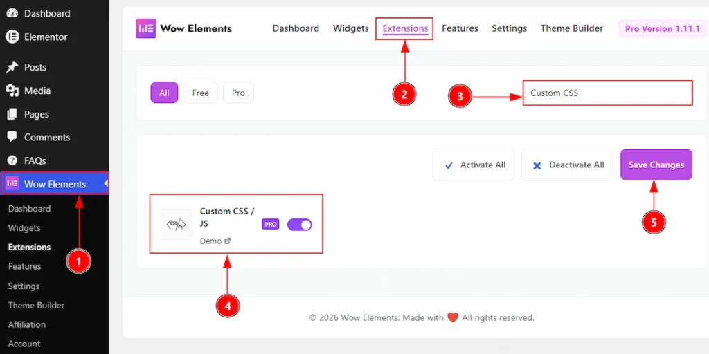 Enabling the Custom CSS / Js Extension