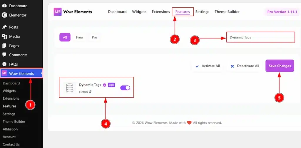 Enable The Dynamic Tags Feature