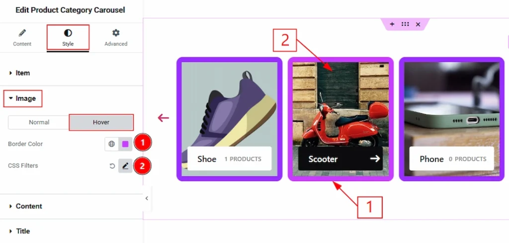 How to use the Product Category Carousel widget by Wow Elements Pro - Style Tab Overview - Image Section 02