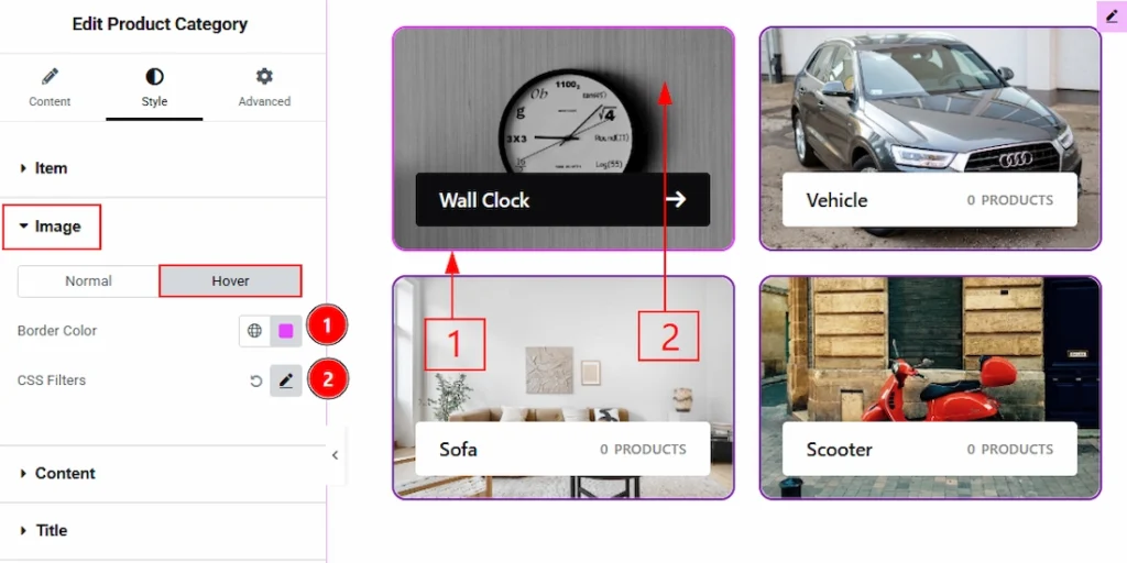 How to use the Product Category widget by Wow Elements Pro - Style Tab Overview - Image Section 02