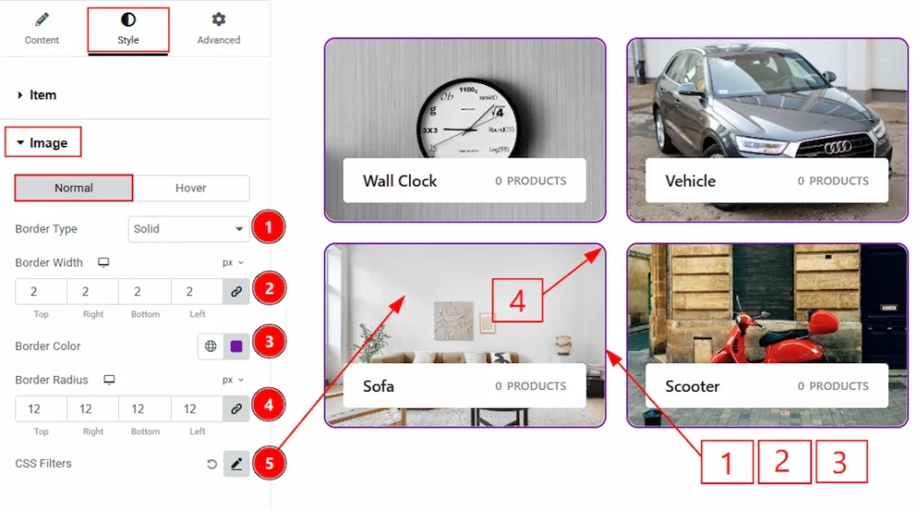 How to use the Product Category widget by Wow Elements Pro - Style Tab Overview - Image Section 01