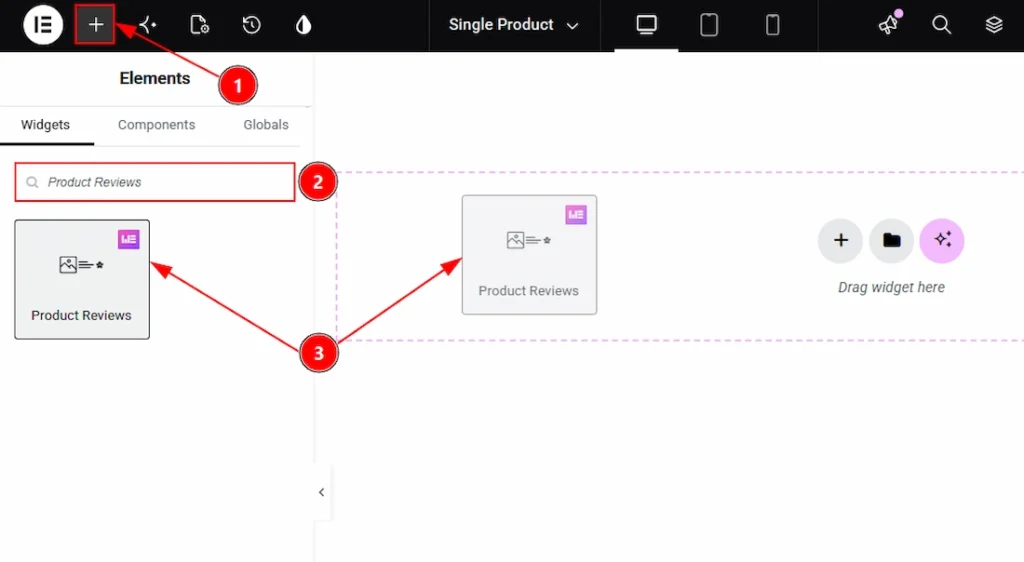 How to use the Product Reviews widget by Wow Elements Pro - Inserting the Product Reviews widget