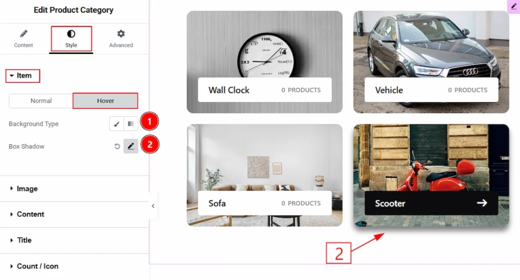 How to use the Product Category widget by Wow Elements Pro - Style Tab Overview - Items Section 02