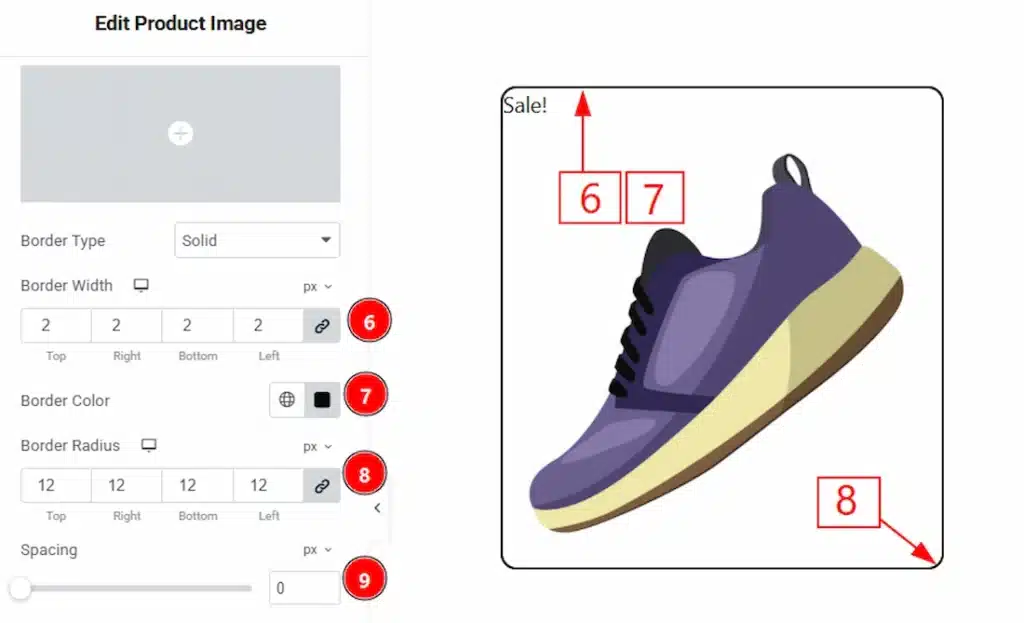 How to use the Product Image widget by Wow Elements Pro - Style Tab Overview - Product Image Section 02