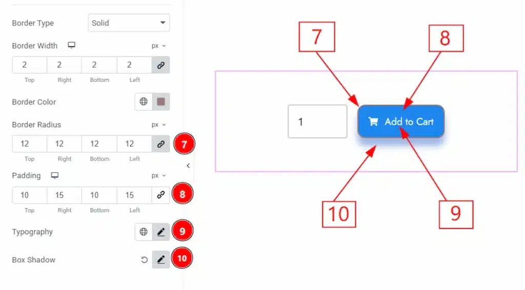 How to use the Add To Cart widget by Wow Elements Pro - Style Tab Overview - Add To Cart Section 02
