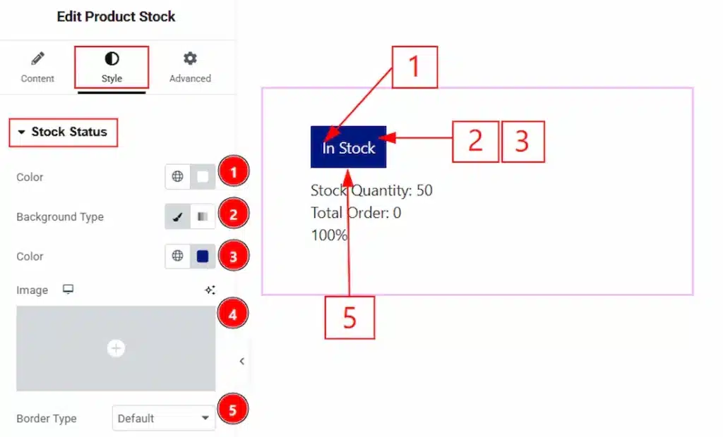 How to use the Product Stock widget by Wow Elements Pro - Style Tab Overview - Stock Status Section 01