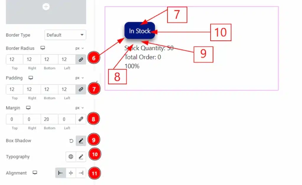 How to use the Product Stock widget by Wow Elements Pro - Style Tab Overview - Stock Status Section 02