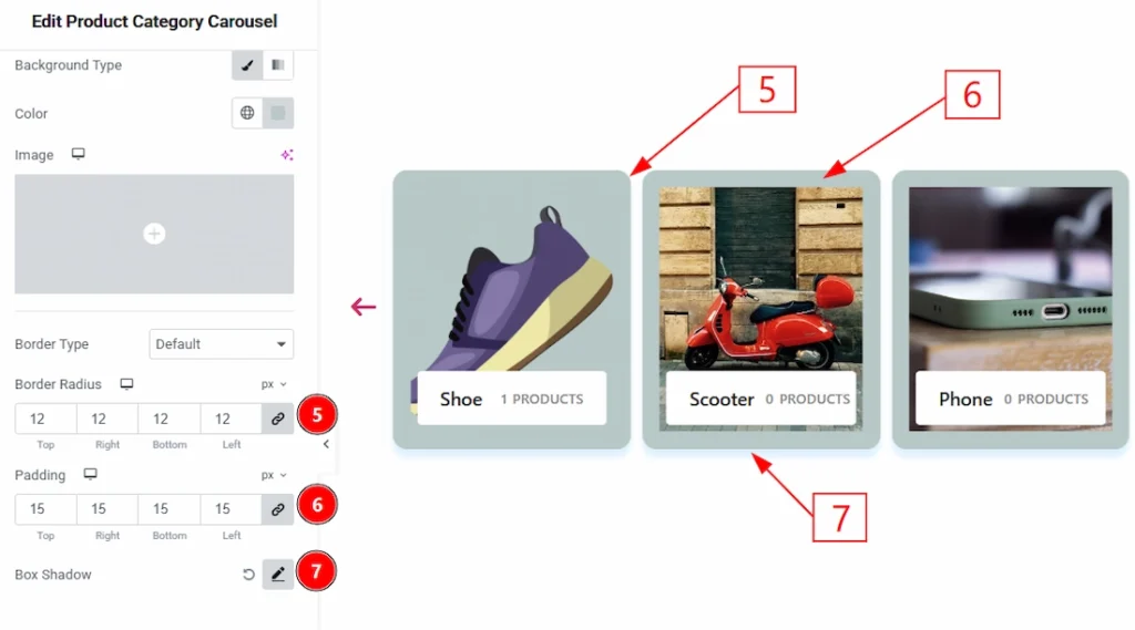 How to use the Product Category Carousel widget by Wow Elements Pro - Style Tab Overview - Items Section 02