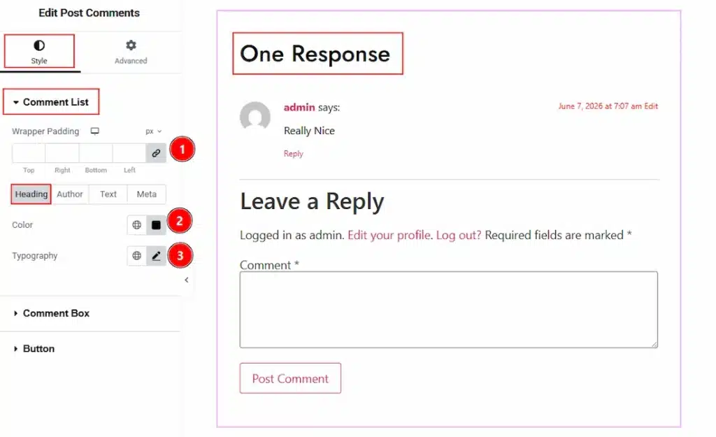 Style - Comment List - Heading
