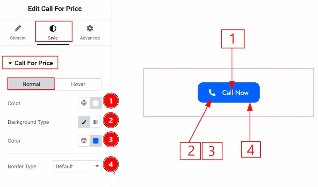 How to use the Call For Price widget by Wow Elements Pro - Style Tab Overview - Call For Price Section 01