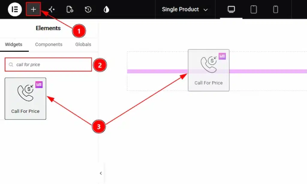 How to use the Call For Price widget by Wow Elements Pro - Inserting the Call For Price widget