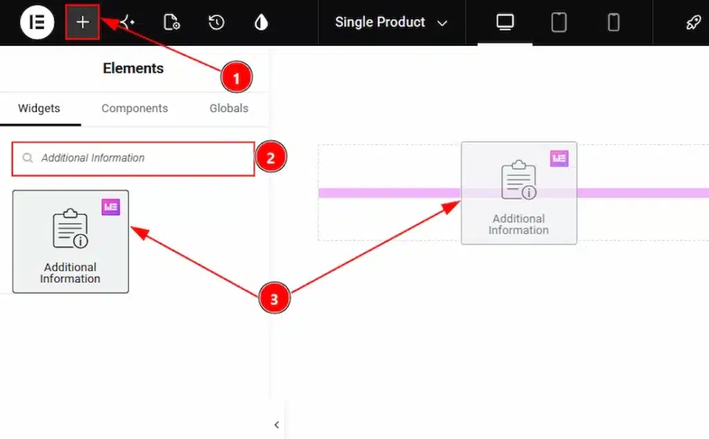 How to use the Additional Information widget by Wow Elements Pro - Inserting the Additional Information widget